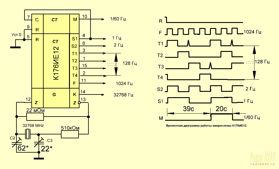 Часы на микросхемах 176 серии схема
