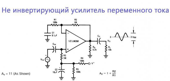 Схема включения оу инвертирующая