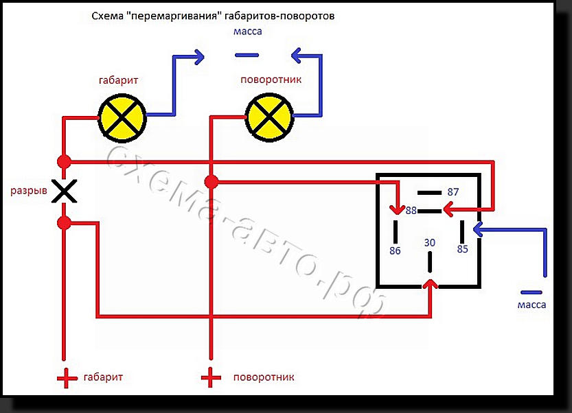 Схема поворотников ваз 21099